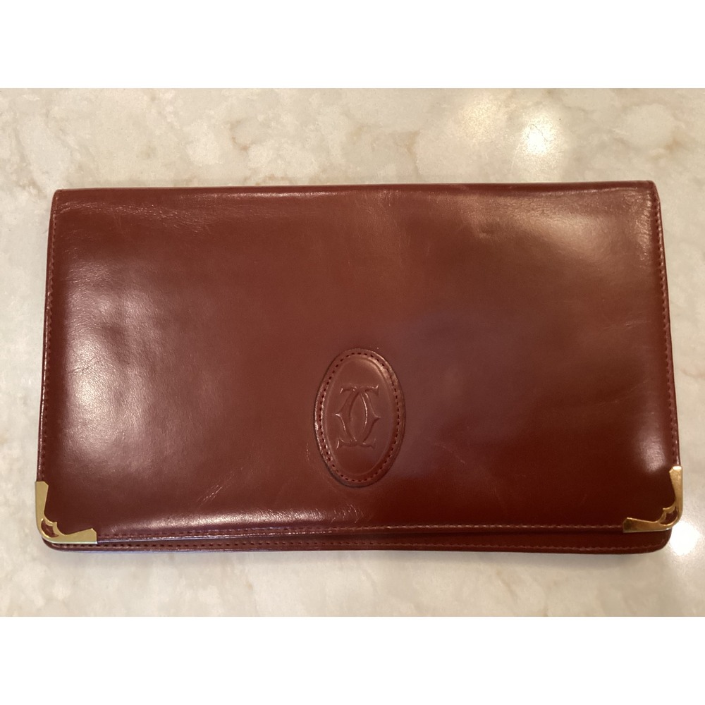Cartier Clutch Bag Leather Gold Corner Detail Vintage‎